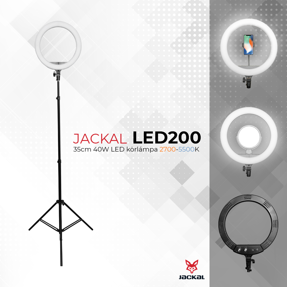 Jackal LED200 Lampa Circulara Ring Light LED 35cm 40W cu stativ 2m si oglinda